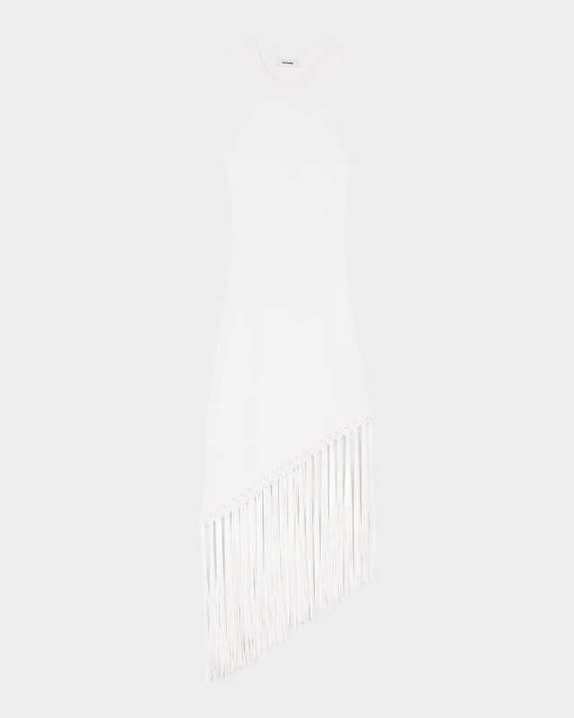 Heloise Asymmetric Fringe-Trim Midi Dress